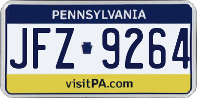 PA license plate JFZ9264