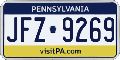 PA license plate JFZ9269