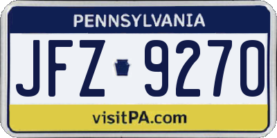 PA license plate JFZ9270