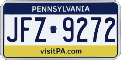 PA license plate JFZ9272