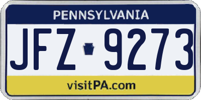 PA license plate JFZ9273