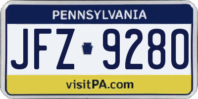 PA license plate JFZ9280