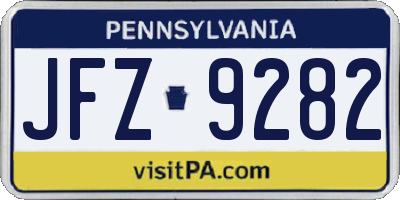 PA license plate JFZ9282