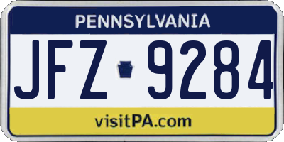 PA license plate JFZ9284
