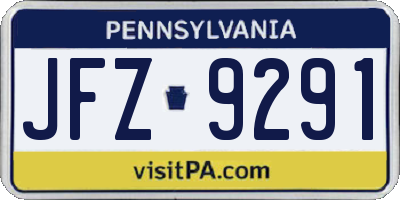 PA license plate JFZ9291