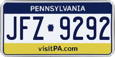 PA license plate JFZ9292