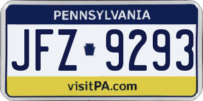 PA license plate JFZ9293