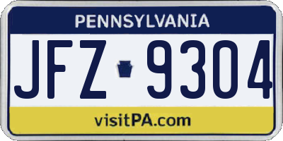 PA license plate JFZ9304