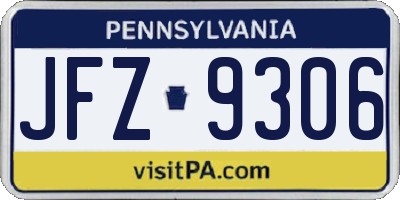PA license plate JFZ9306