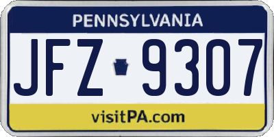 PA license plate JFZ9307