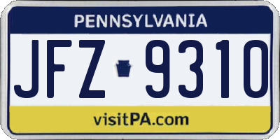 PA license plate JFZ9310