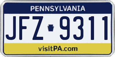 PA license plate JFZ9311
