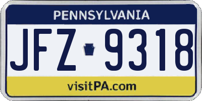 PA license plate JFZ9318
