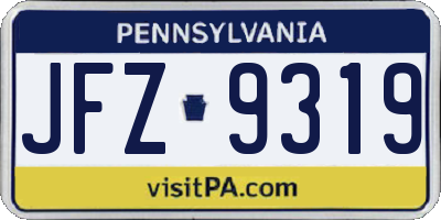 PA license plate JFZ9319