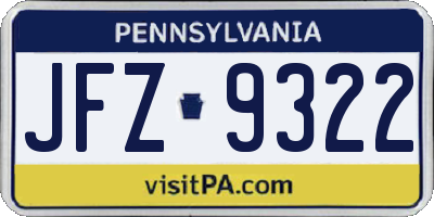 PA license plate JFZ9322