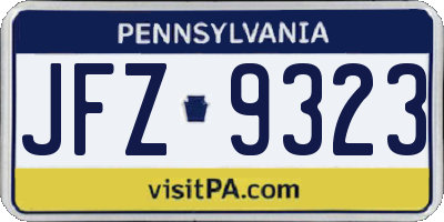 PA license plate JFZ9323