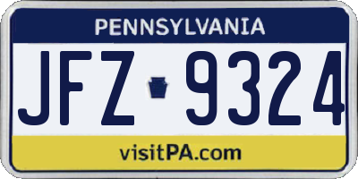 PA license plate JFZ9324