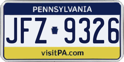 PA license plate JFZ9326