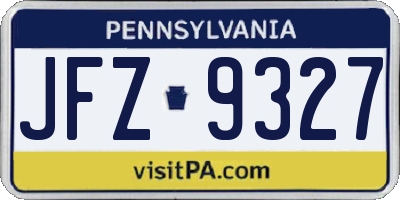 PA license plate JFZ9327