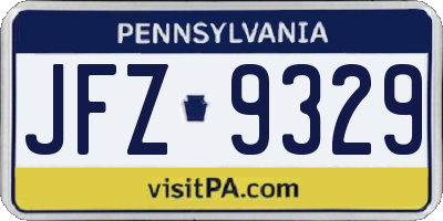PA license plate JFZ9329