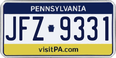 PA license plate JFZ9331
