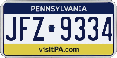PA license plate JFZ9334