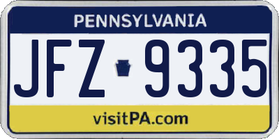 PA license plate JFZ9335