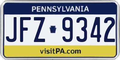 PA license plate JFZ9342
