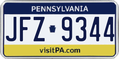PA license plate JFZ9344