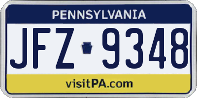 PA license plate JFZ9348