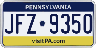 PA license plate JFZ9350