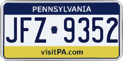PA license plate JFZ9352