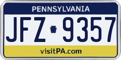 PA license plate JFZ9357