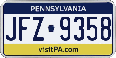 PA license plate JFZ9358
