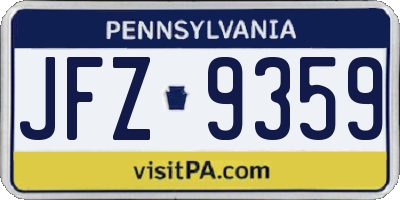 PA license plate JFZ9359