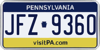 PA license plate JFZ9360