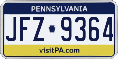 PA license plate JFZ9364