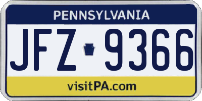 PA license plate JFZ9366