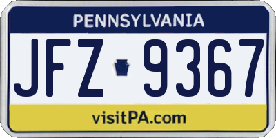 PA license plate JFZ9367