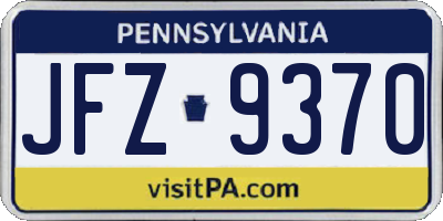 PA license plate JFZ9370