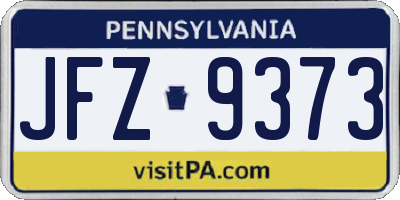 PA license plate JFZ9373