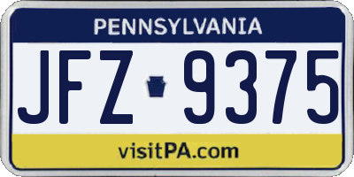 PA license plate JFZ9375