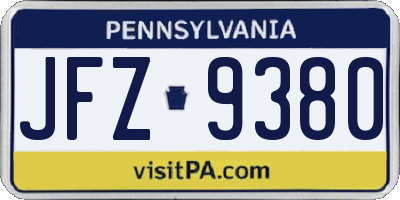 PA license plate JFZ9380