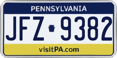 PA license plate JFZ9382