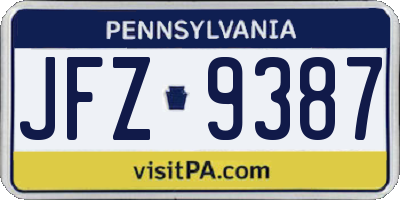 PA license plate JFZ9387