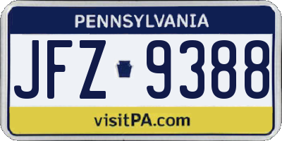 PA license plate JFZ9388