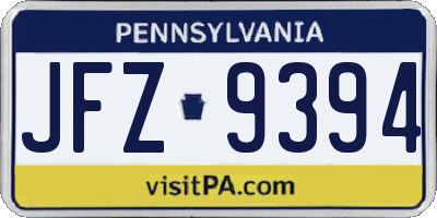PA license plate JFZ9394