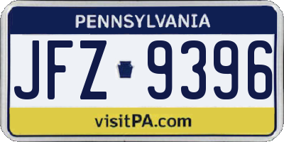 PA license plate JFZ9396