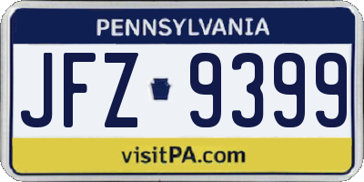 PA license plate JFZ9399