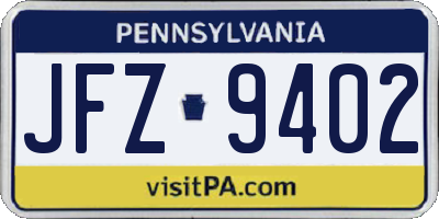 PA license plate JFZ9402
